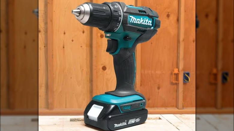 Makita drill at a jobsite