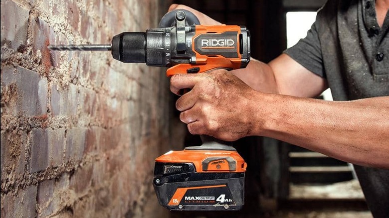 drilling into brick wall with Ridgid drill
