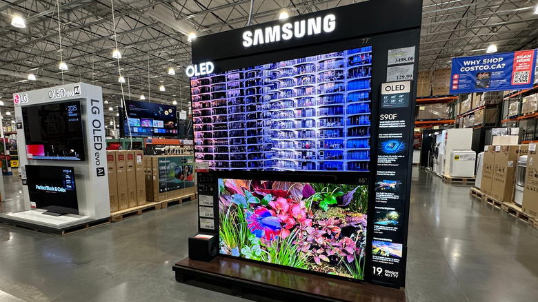 A Samsung OLED TV display in Costco.