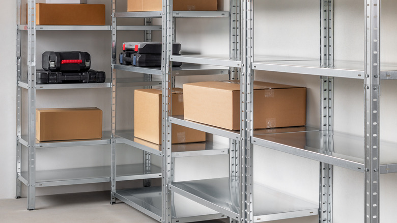 metal shelves in garage