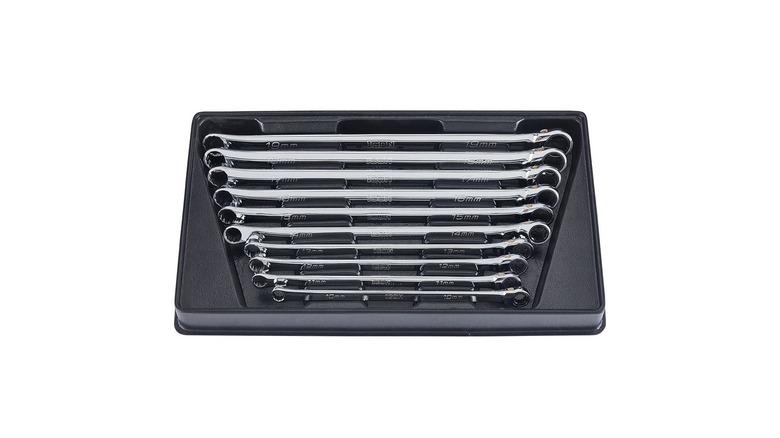 10 extra long ratcheting wrenches by Icon in their case
