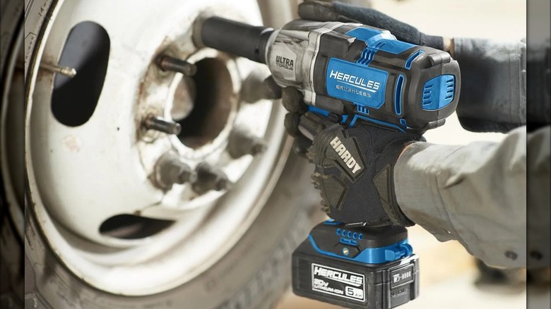 Hercules 20V ¾-inch Ultra Torque Impact Wrench in use