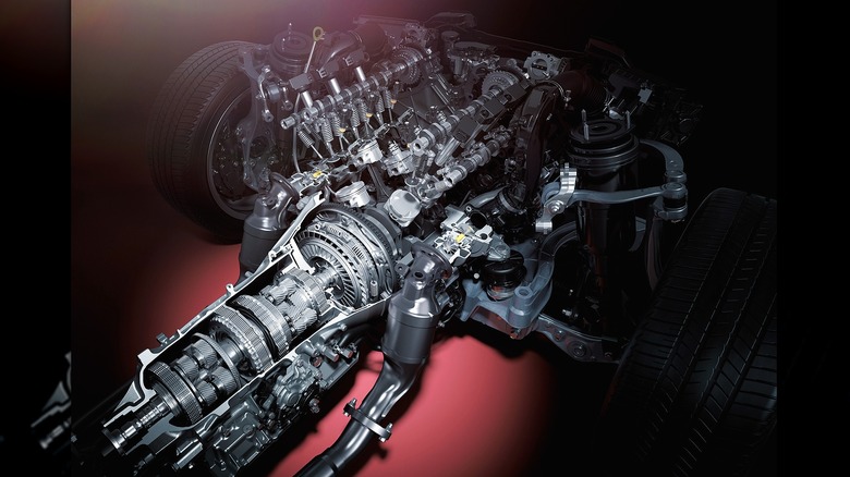 Sudio render of TR 010 V6 engine and its transmission.