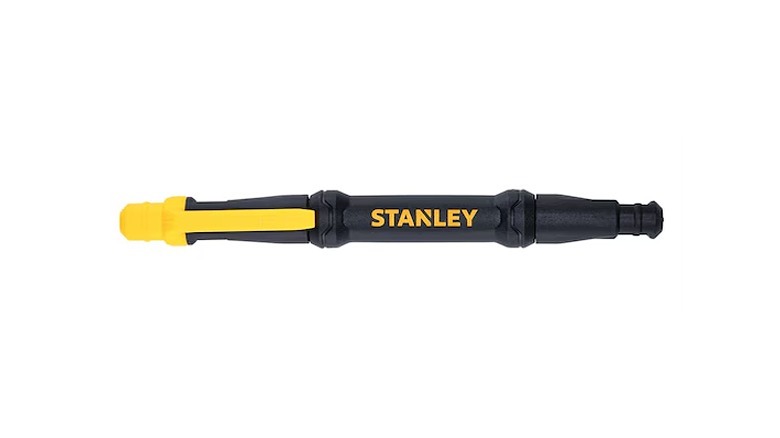 Black Stanley screwdriver with a yellow clip