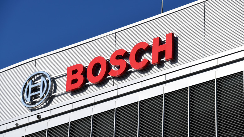 A Bosch logo on a building