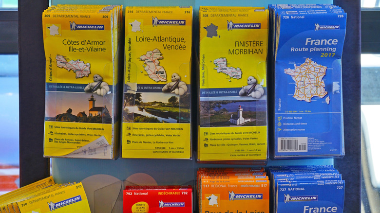 Michelin maps on a display rack
