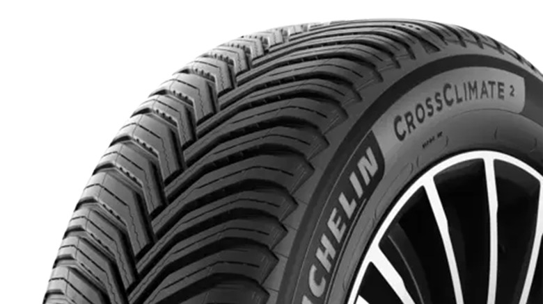 A close up of the Michelin CrossClimate 2 tire