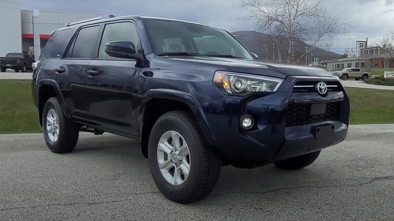 Toyota 4Runner in Nautical Blue color outside the Toyota lot