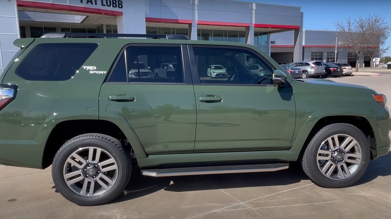 Toyota 4Runner in Army Green on a Toyota lot