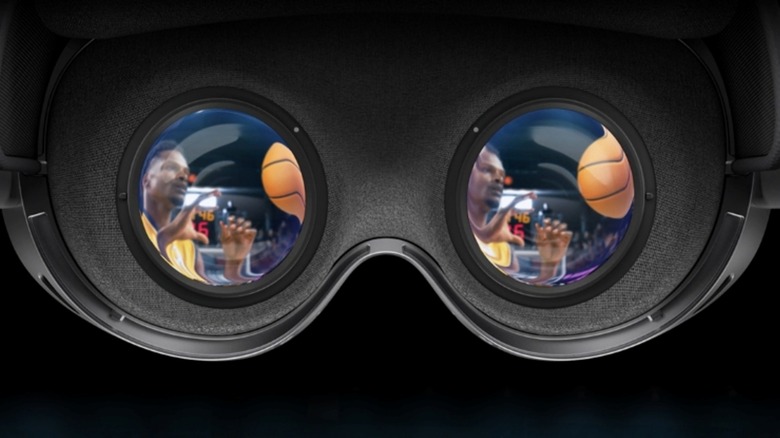 A basketball game being viewed from inside a Samsung Galaxy XR headset