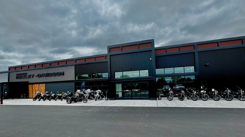 The front of the Manchester Harley-Davidson showroom in New Hampshire