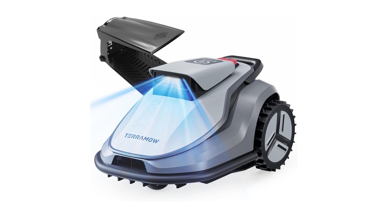 Stock photo of a robotic lawn mower