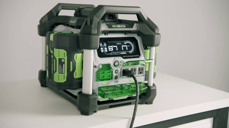 The Ego Power+ Nexus Portable Power Station placed on a white surface