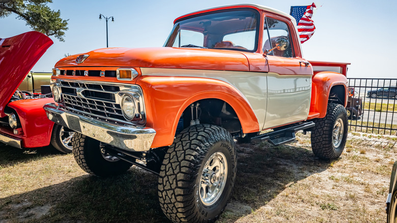 Customized Ford pickup truck at a local car show