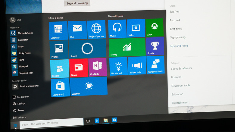 windows 10 start menu