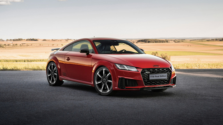 A red 2023 Audi TT parked