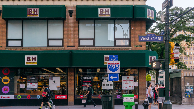 Storefront for B&H photo video, street side view