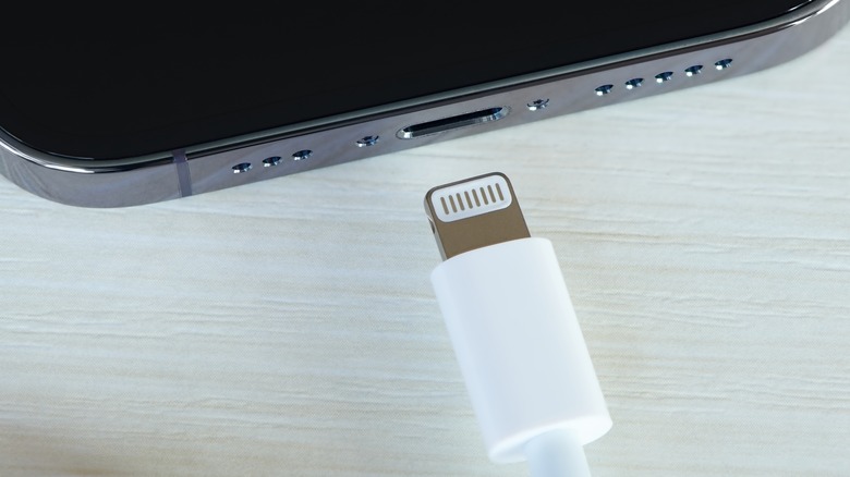 Apple Lightning Cable being plugged into an iPhone