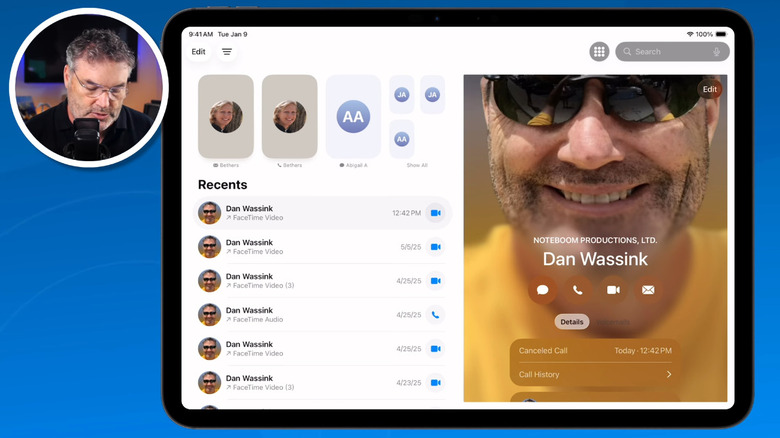 Dan making a phone call on iPad