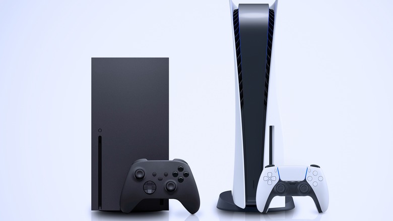 A PS5 and Xbox Series X console together