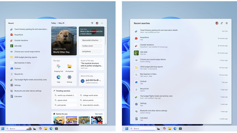 Microsoft Search, before vs after.