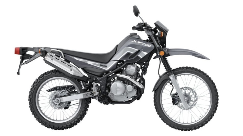 Yamaha XT250 dual sport motorcycle from side profile