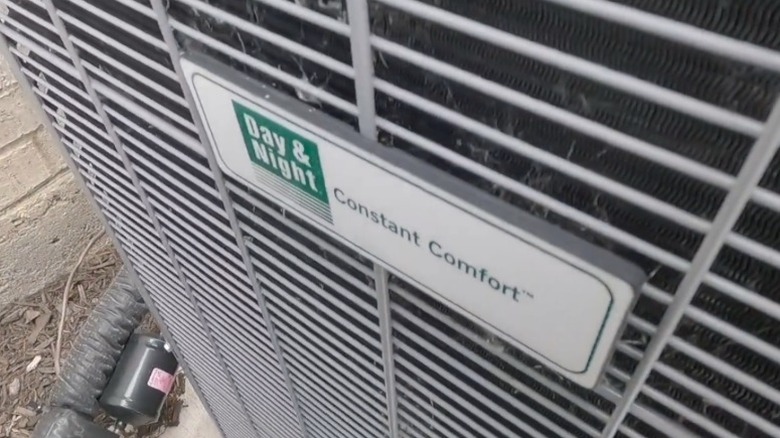 Close-up of Day & Night logo on an air conditioner