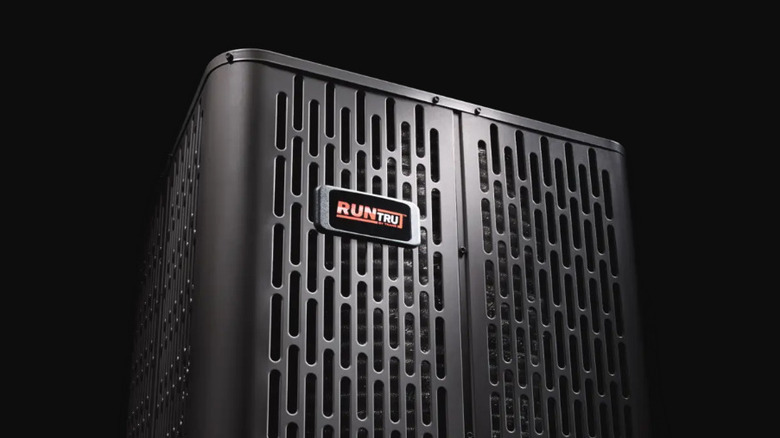 RunTru air conditioning unit on black background.