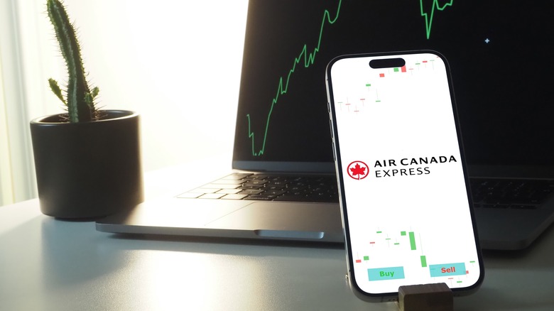 Using Wi-Fi on an Air Canada flight.
