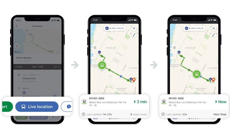 bus moving on the moovit app