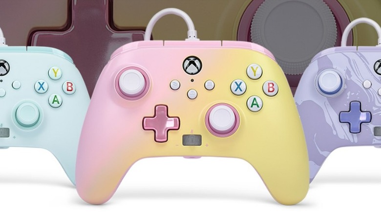 a pink lemonade colored PowerA Enhanced Wired Controller