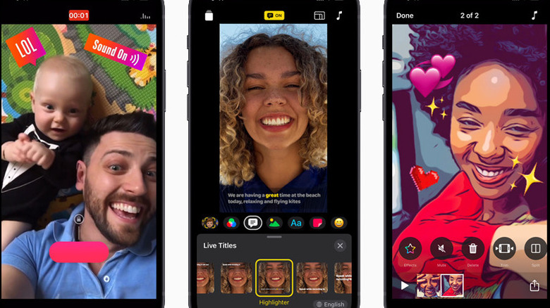 Clips app features and special effects on display 