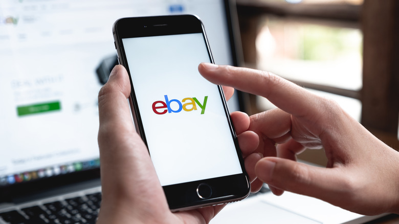 Close up of ebay app on a Apple iPhone