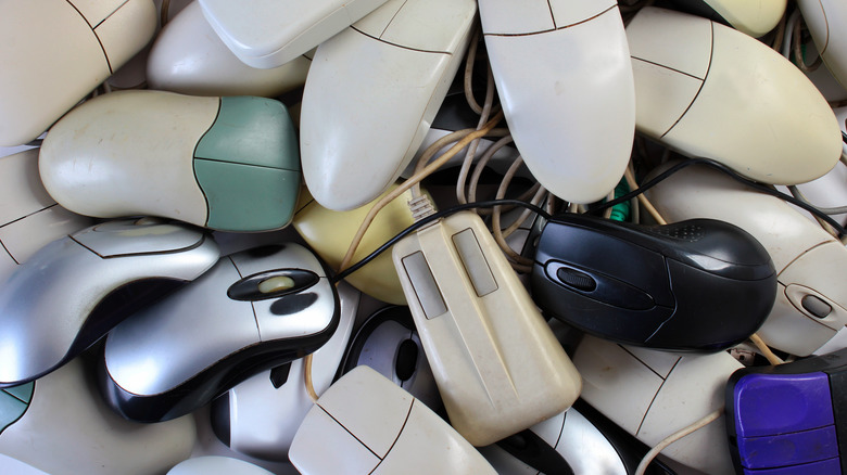 Pile of old computer mice