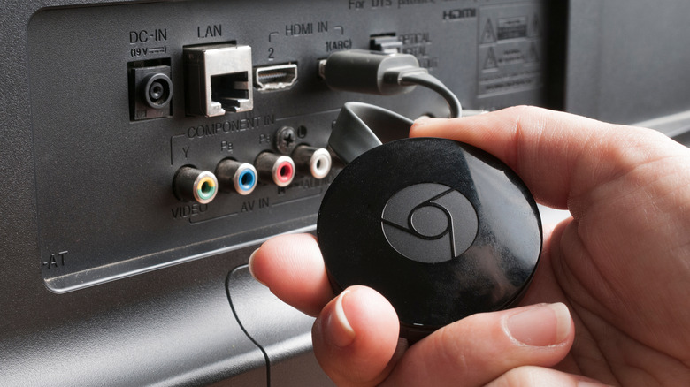 Chromecast plugged in to monitor