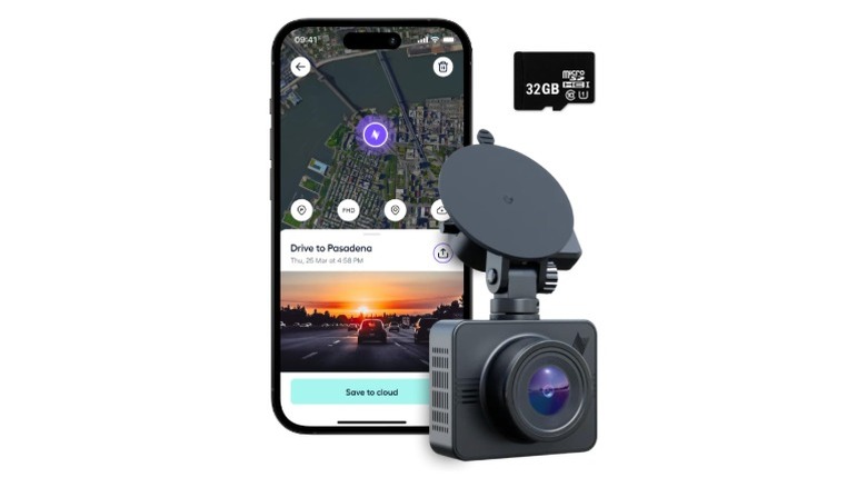 Nexar Beam GPS Dash Cam with smartphone and SD card