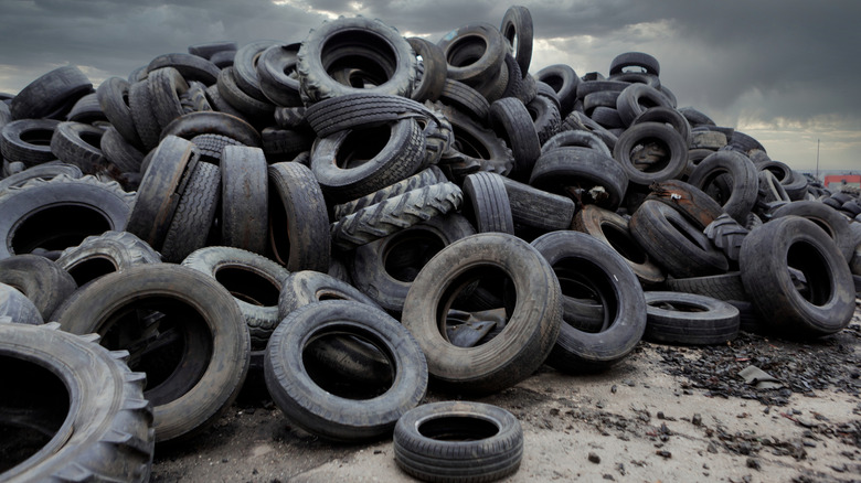 A pile of old tires.