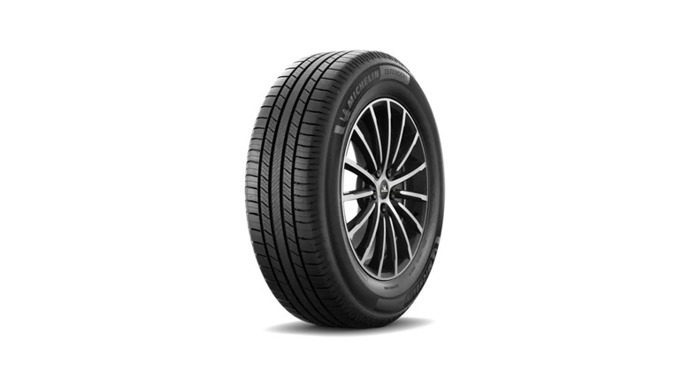 A close up shot of the Michelin Defender2 tire