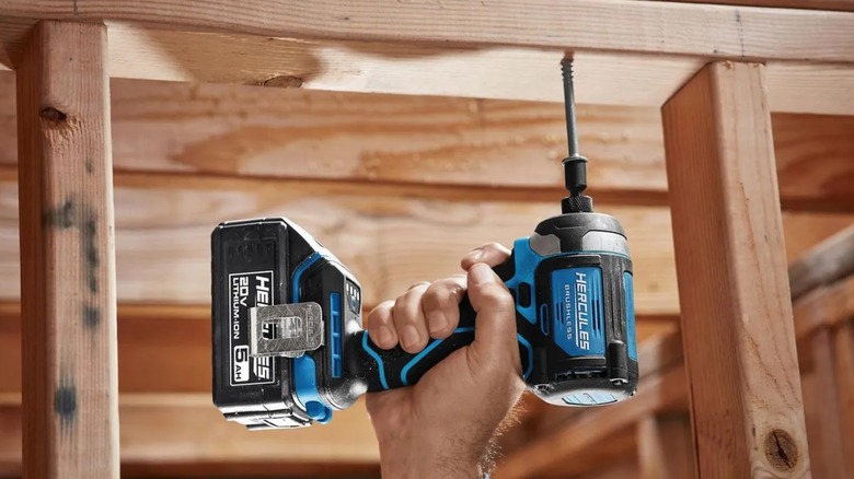 Installing a fastener with Hercules impact driver.