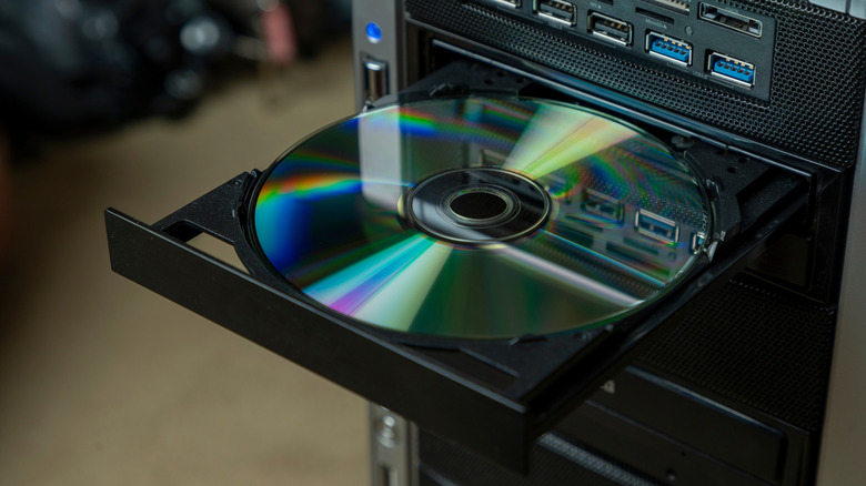 CD in a computer disc drive