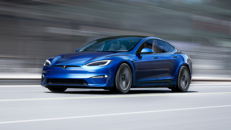 Tesla Model S at speed