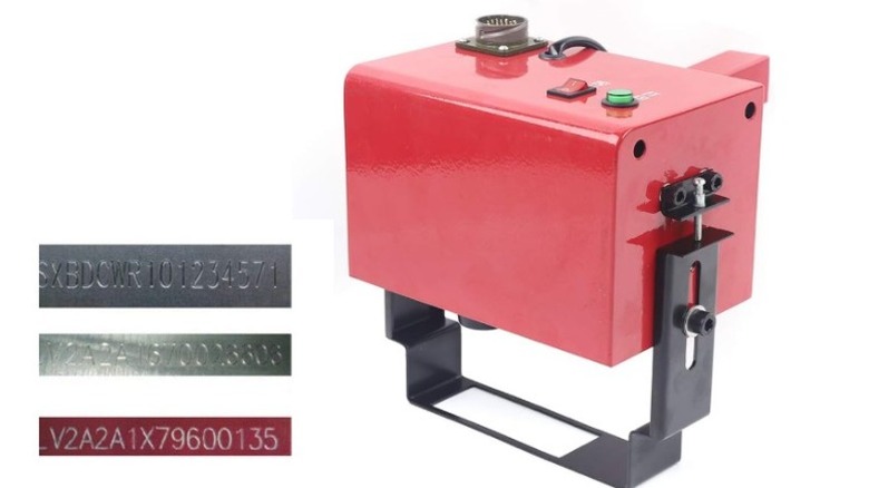Red Dot Peen marking machine with sample engravings