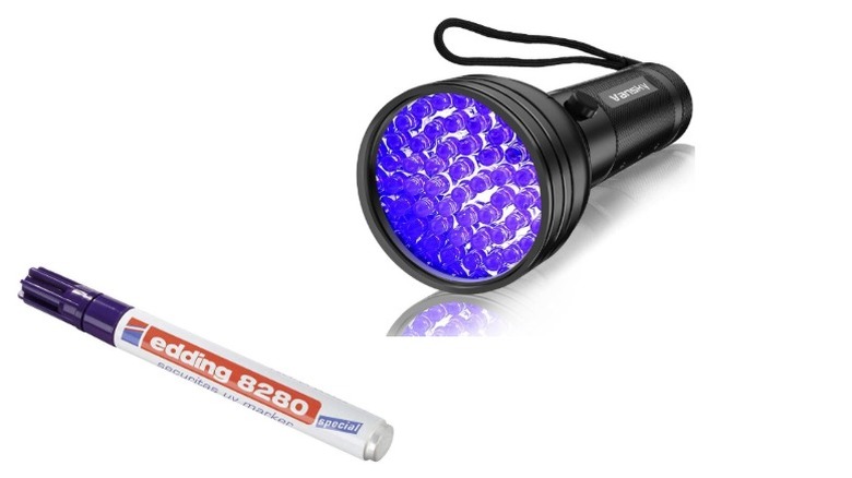 UV flashlight and UV marker