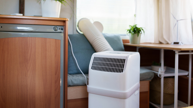 Portable AC unit inside a camper