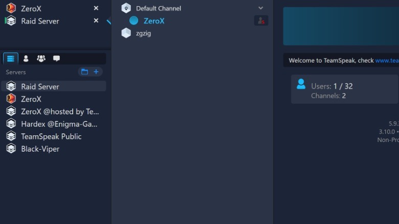 A TeamSpeak temporary server being made