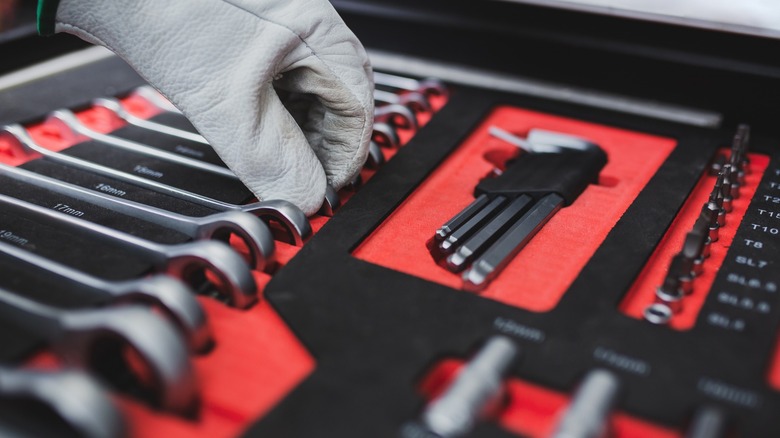 Tools arranged in toolbox