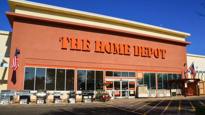 Orange building facade with The Home Depot logo on.
