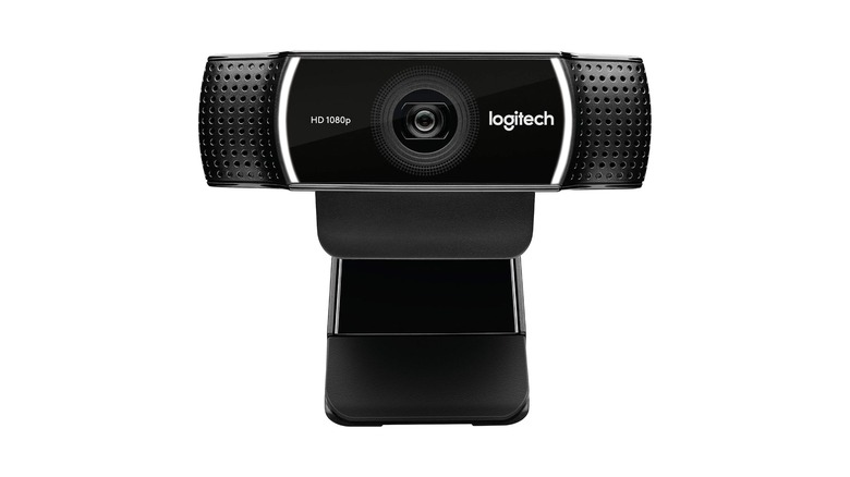 Black webcam on a white background