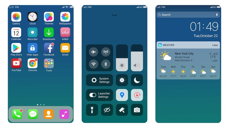 Screenshots of X Launcher With OS13 Theme