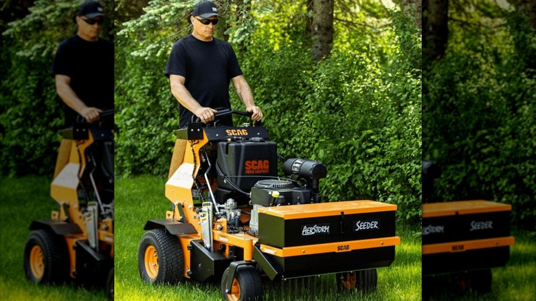 AerStorm Aerator with Drop Seeder in use